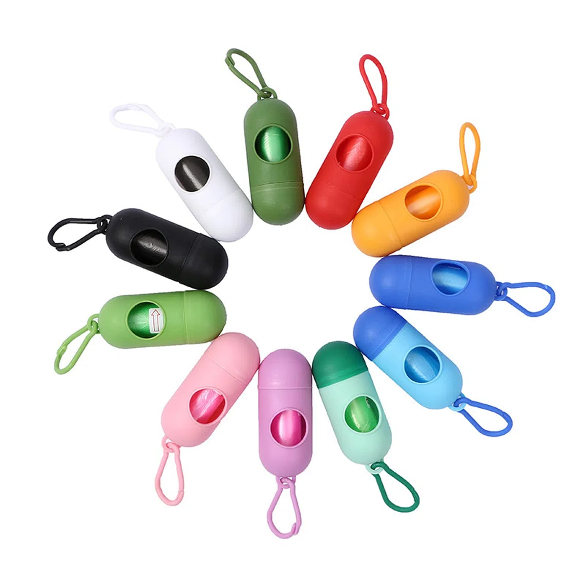 100 bolsas para excrementos de perro, dispensador de bolsas con clip de lino, color azul claro, incluye 15 bolsas para excrementos de perro