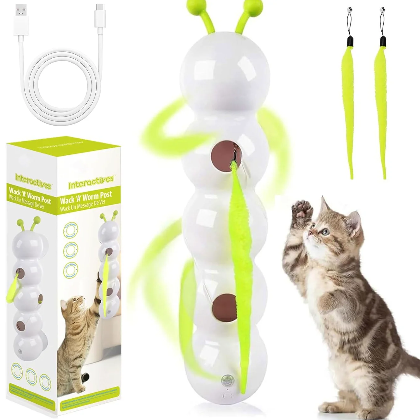 Juguete inteligente interactivo para gatos de interior, juguetes de insectos que se mueven automáticamente, juguetes de movimiento realista para mascotas, juguetes para jugar ejercicio, paquete de 2