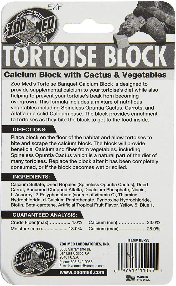 Zoo Med Banquet Tortoise Block Food and Calcium Supplement 5 Ounces - 6 Pack
