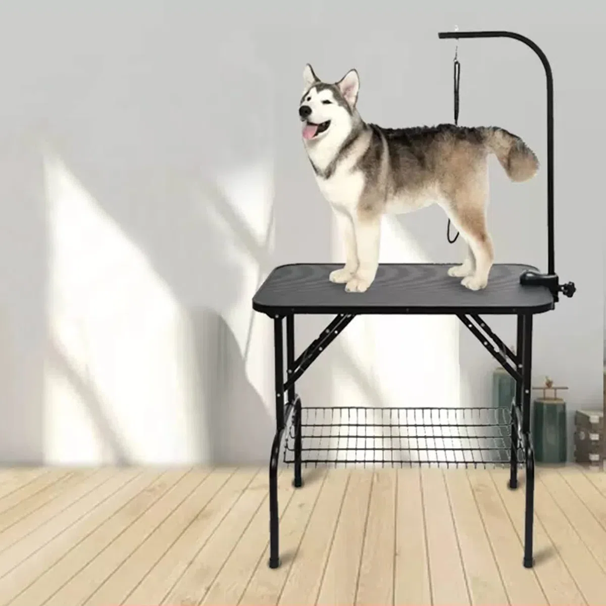 Mesa Peluqueria Canina Mesa Plegable Para Peluqueria De Mascotas, Portatil Para Peluqueria De Perros Con Lazo/ Abrazadera/ Cesta De Malla, Antideslizante Mesa De Peluqueria De Perros Para Baño En Casa