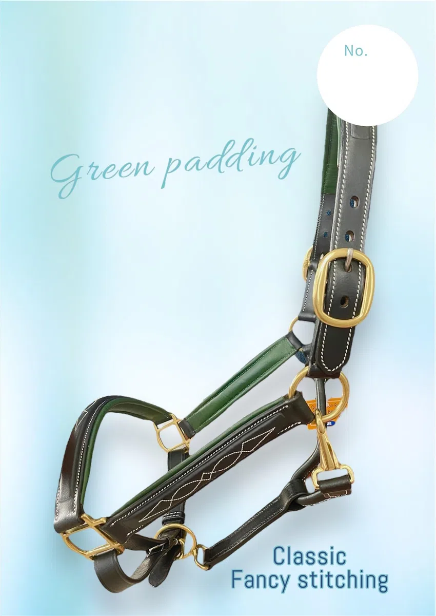 SIE Fancy Stitch - Cabestro de cuero ajustable acolchado para caballos