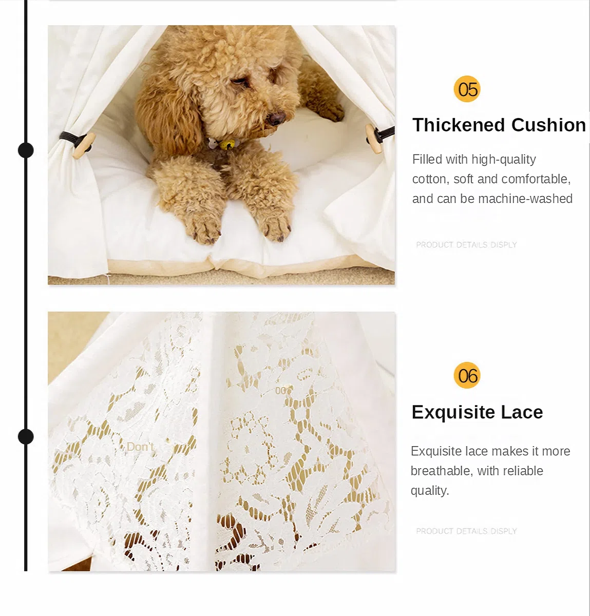 SEOUGEE Tienda de campaña para perros y gatos, lavable y extraíble, lona de algodón, cama para perros y gatos, con cojín, interior y exterior, caseta para mascotas y casa de juegos, portátil y