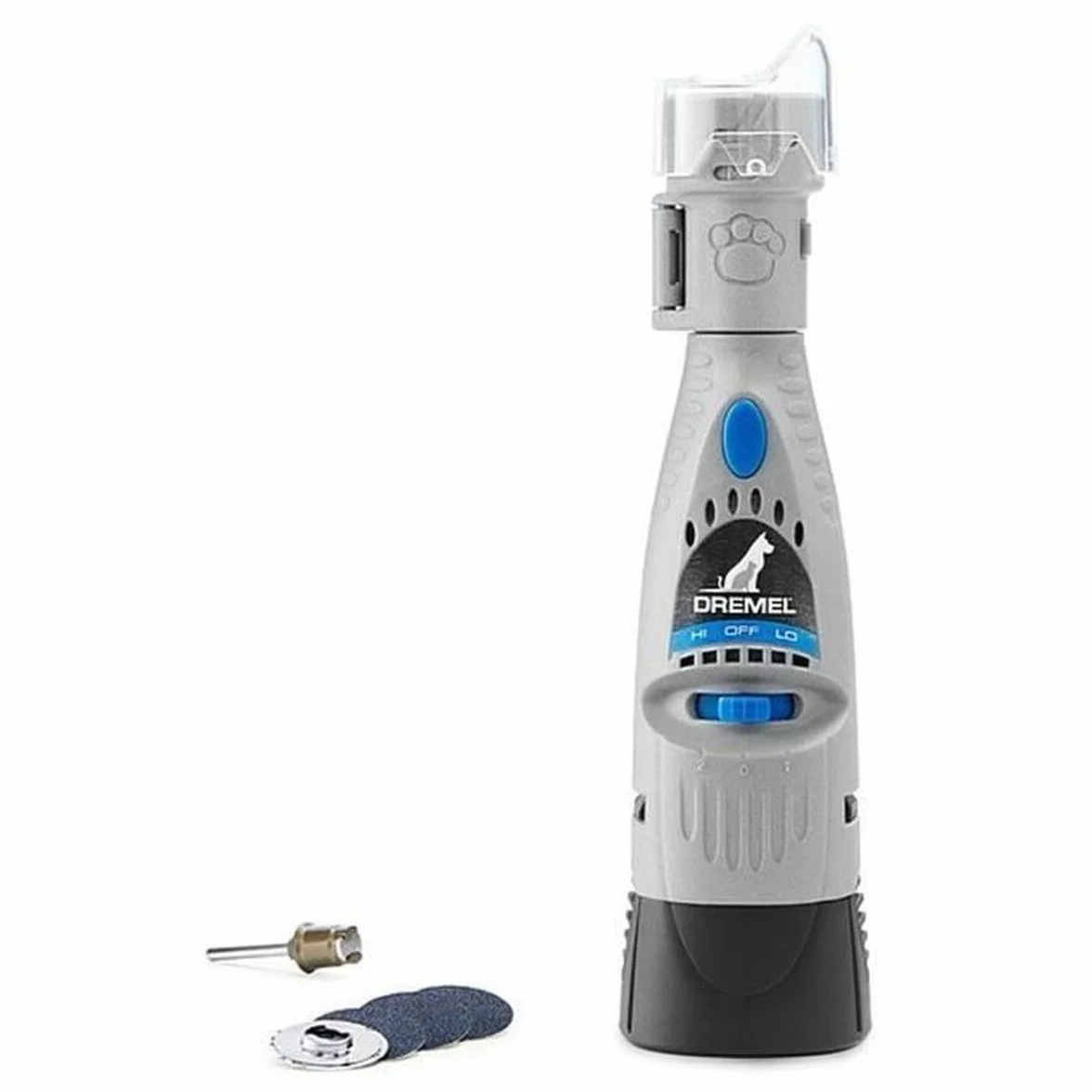 Dremel 7020 PGK Lima de Uña Eléctrica para Mascotas, Amoladora para Perros a Batería de 6V, Velocidad Variable, incluye Mandril y 4 Discos de Lija, Cabezal Protector y Profundidad de Corte Ajustable