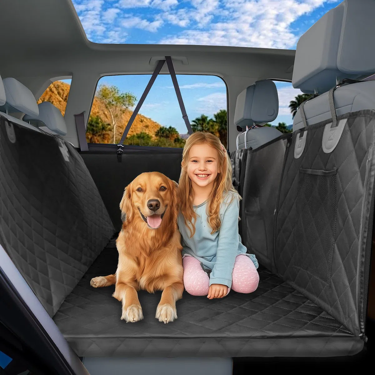 BingoPaw Funda Perro Coche Engrosado Protector Asientos Trasero Cubre Asientos Mascotas Car Dog Back Seat Cover Impermeable Protectora Grande Alfombra Universal Cubierta Asientos de Coche Perro