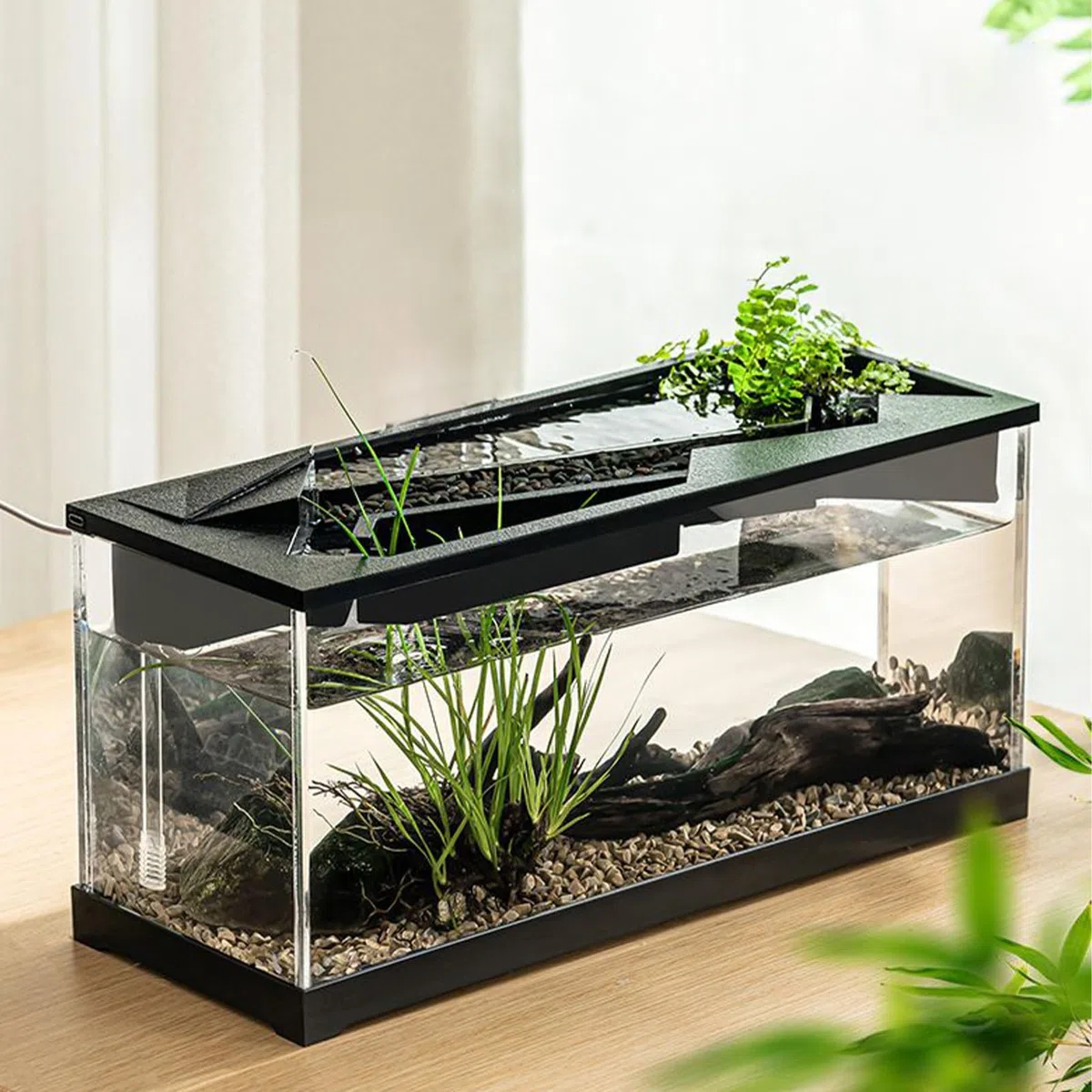 Acuario de escritorio, acuario pequeño Acuario acrílico claro con filtro