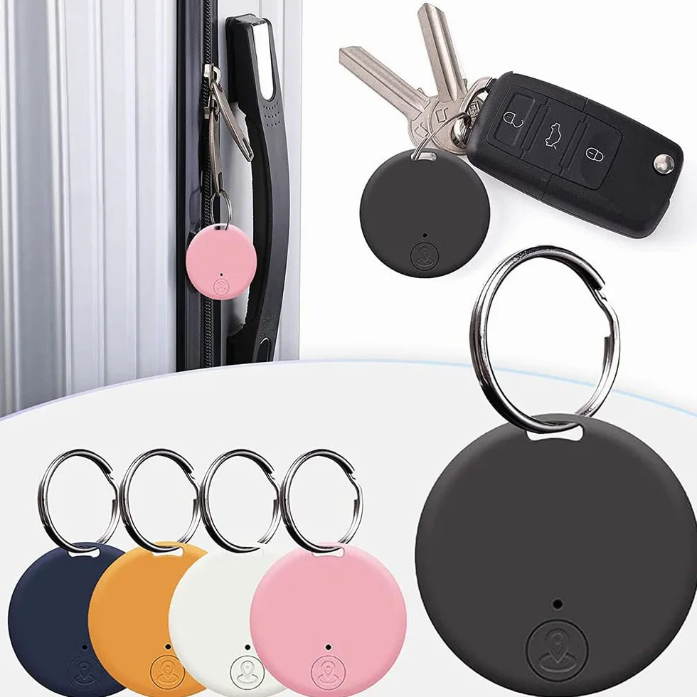 Rastreo GPS portátil Bluetooth 5.0 Rastreo de llave móvil con anillo de tracción, dispositivo inteligente antipérdida Localizador de mascotas para mascotas Gatos Perros Llave de billetera,Negro
