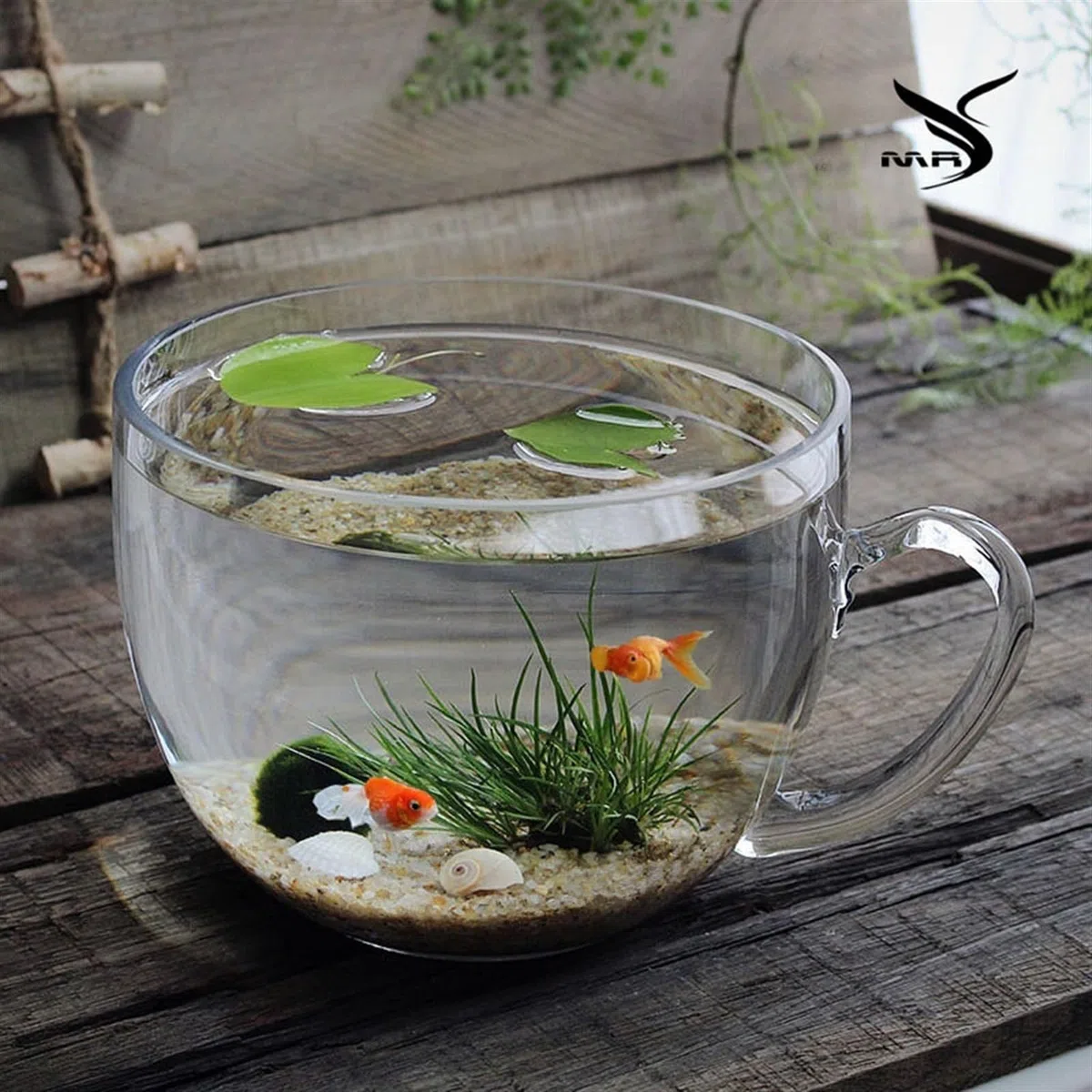 Pecera Pecera en Forma de tazón Grande con asa, Tanque de Acuario de Vidrio, Mesa Transparente Engrosada, pecera, Tanque ecológico, Adornos de Mesa Acuario