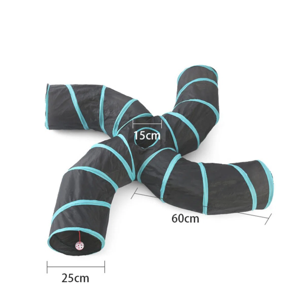 Túnel para Gatos Plegable en S, 4 Vías, de Lona Negra