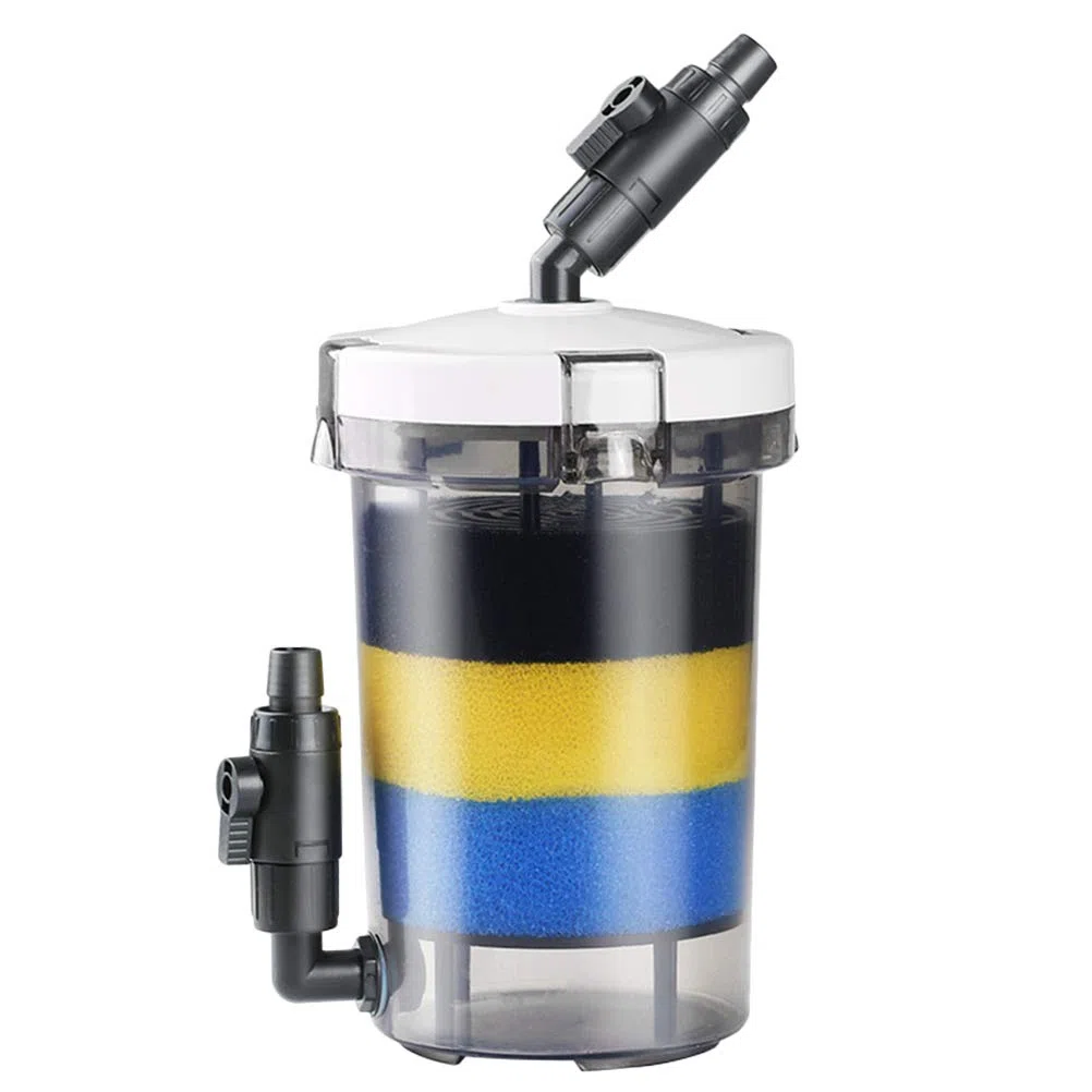 TOPBATHY Filtro Frontal Cilíndrico Transparente para Acuario, Silencioso y Externo, Equipo de Filtrado para Peceras Pequeñas, Cuerpo Plástico Duradero, Adecuado para Mantenimiento Acuático