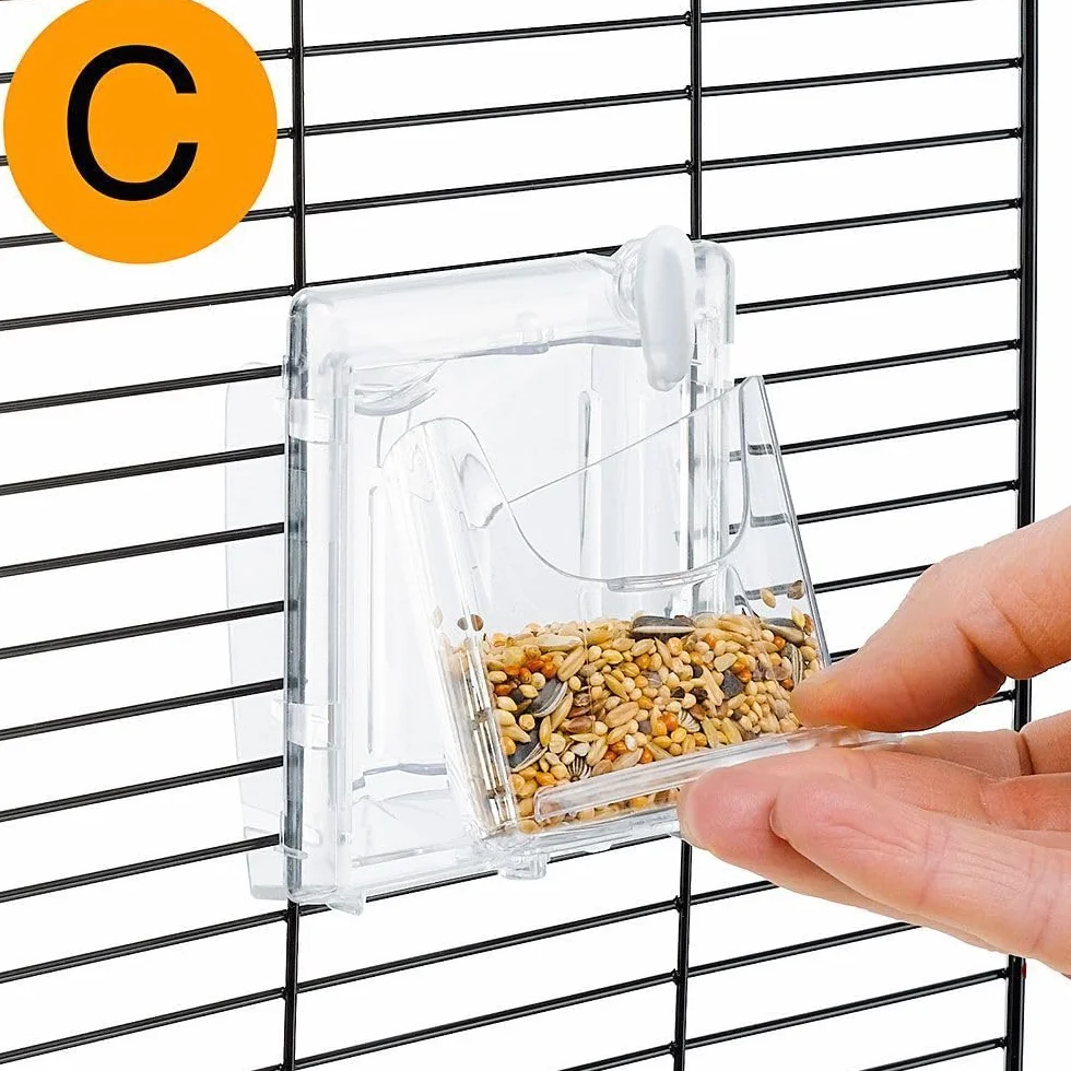 Ferplast Gabbia per canarini e piccoli uccelli esotici GIUSY Gabbietta rettangolare per uccellini, Completa di accessori e mangiatoie girevoli, robusto metallo verniciato Bianco e fondo in plastica Rosso, 39 x 26 x h 37 cm