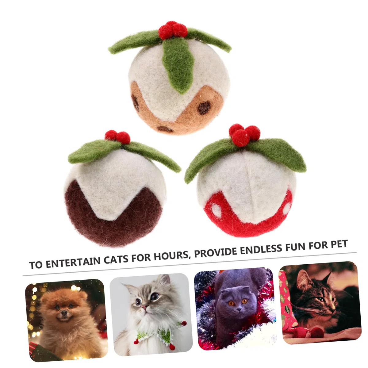 POPETPOP 9 Piezas Pelota de Juguete para Mascotas Gato Juguetes Navidad Hierba gatera Divertido Gato de Cat Toys de Pelota de navideño para rascar s