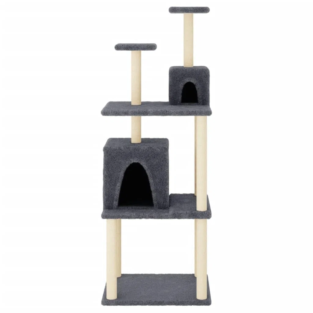 Árbol rascador de 167 cm de alto con sisal y 2 cuevas