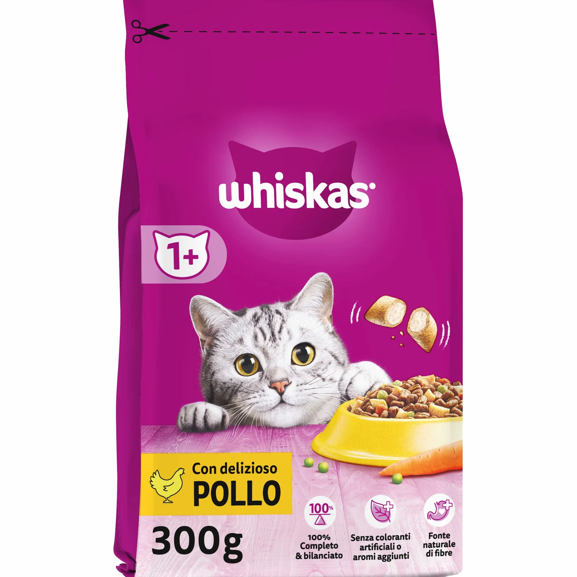 Whiskas Comida Seca para Gatos Adultos, 14 x 300 g, con Pollo