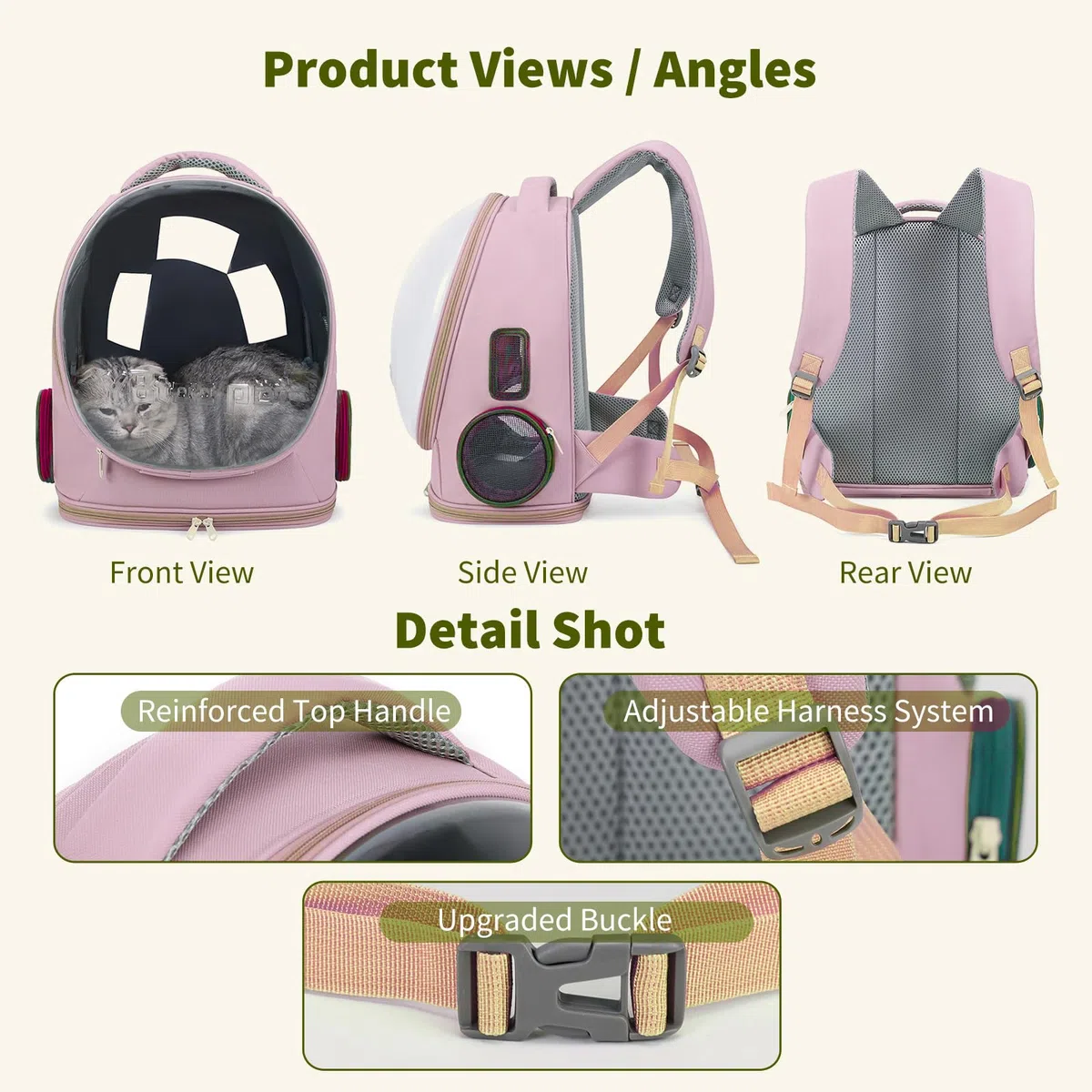 PETCUTE Mochila Transportín Perro,Mochilas para Gatos y Perro,Cápsula Espacial,Bolsa para Mascotas Portátil y Plegable con Correa de Seguridad Interior,Almohadilla Extraíble,para Viajes de Camping