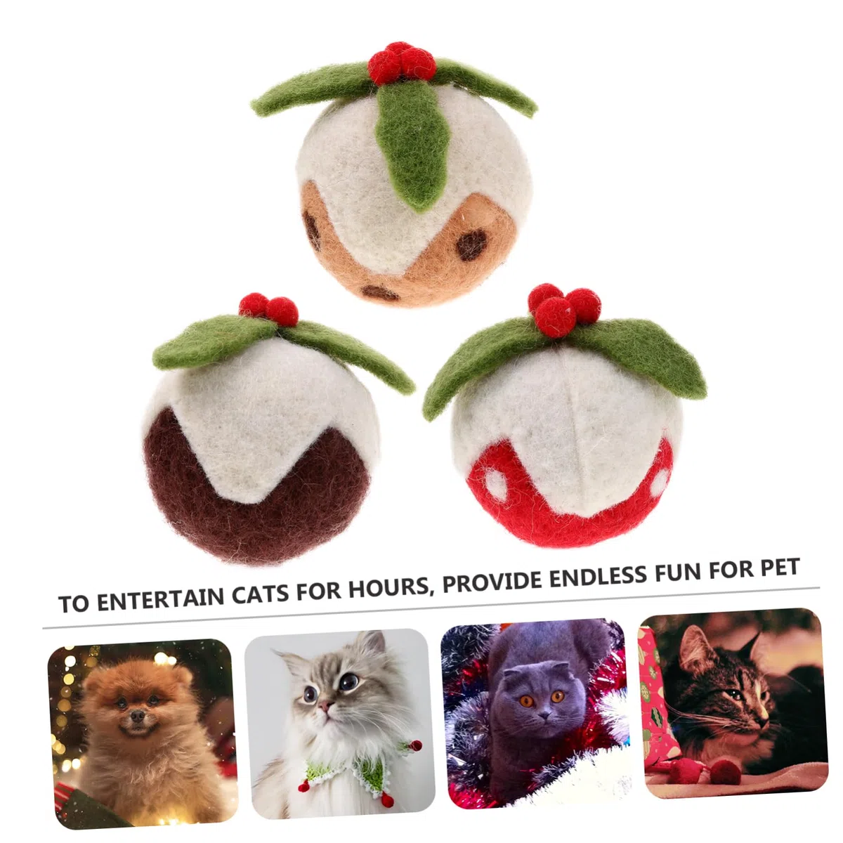 Yardwe 9 Piezas Pelota de Juguete para Mascotas Cat Toys Gato Bola de Navidad Gato Juguete Interactivo Juguetes navideños para Gatos Juguetes de Pelota para Mascotas Bolas de Gato en Caja