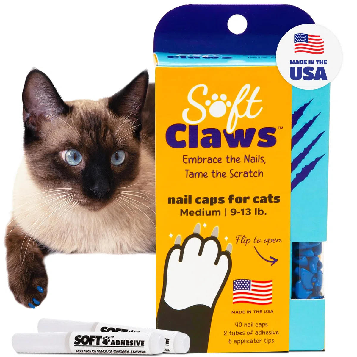 Gatos suave garras gato uñas Caps Take-Home Kit, tamaño mediano, color azul
