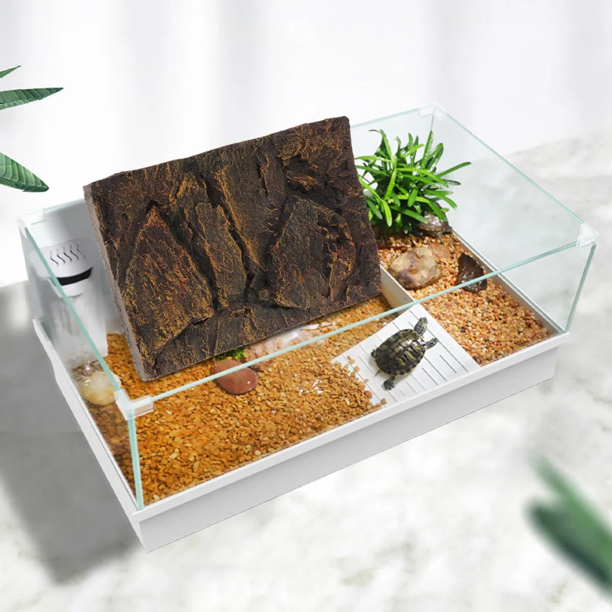 LALAFINA Fondo Decorativo para Terrario de Reptiles 3D en PU, Tablero de 2 Piezas Aspecto Natural y Alta Simulación para Acuarios y Cajas de Reptiles