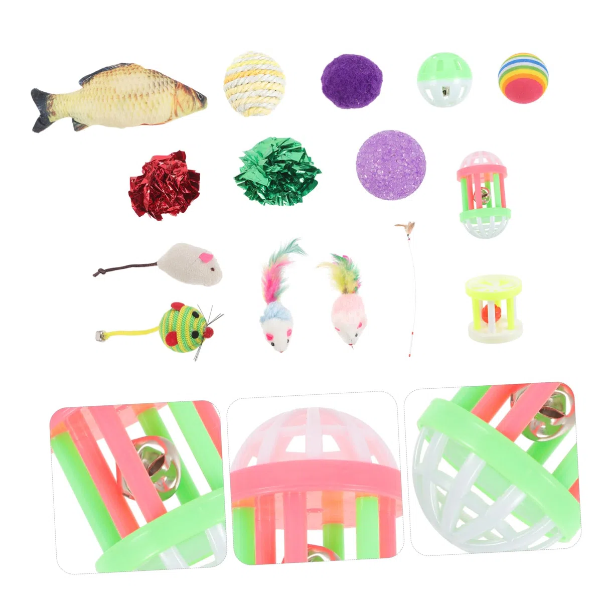 FRCOLOR 32 Piezas Juguete para Gatos Gatito Juguete masticable Catnip Gato Bolas Iris Juguetes Juguetes para Mascotas Juguetes para Mascotas Juguetes para Mascotas favorecido ratón Falso