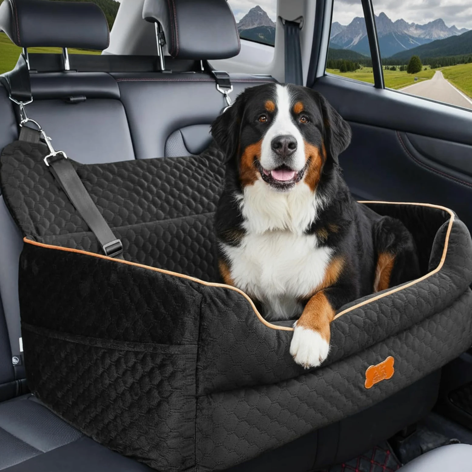 Protector de Asiento de Coche para Mascota, Pecute Asiento de Coche para Perro, Extra Estable Refuerzo de Coche para Perros Grande Mediano Pequeño(70x60x30cm)
