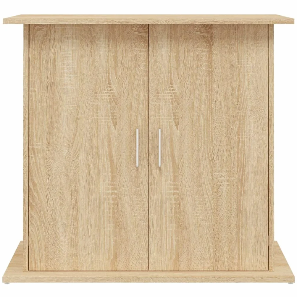 Soporte para acuario, roble Sonoma, material de madera, 81 x 36 x 73 cm, armario inferior estable con puertas y compartimentos, como estructura de muebles para peces, almacenamiento y