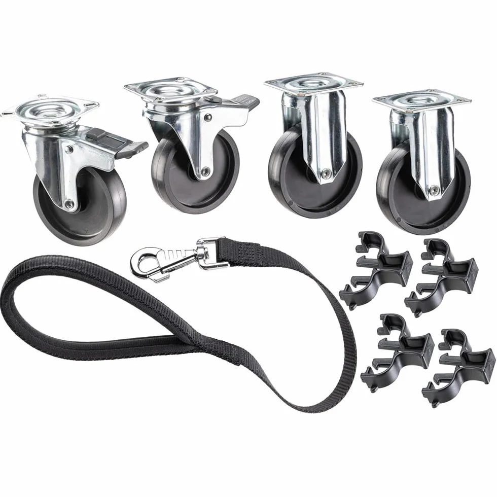 Ferplast Ruedas para Transportín para Perros Medianos y Grande CLIPPER, Juego de 2 ruedas pivotantes con freno y 2 ruedas fijas para transportín rígido perro, incluye asa correa
