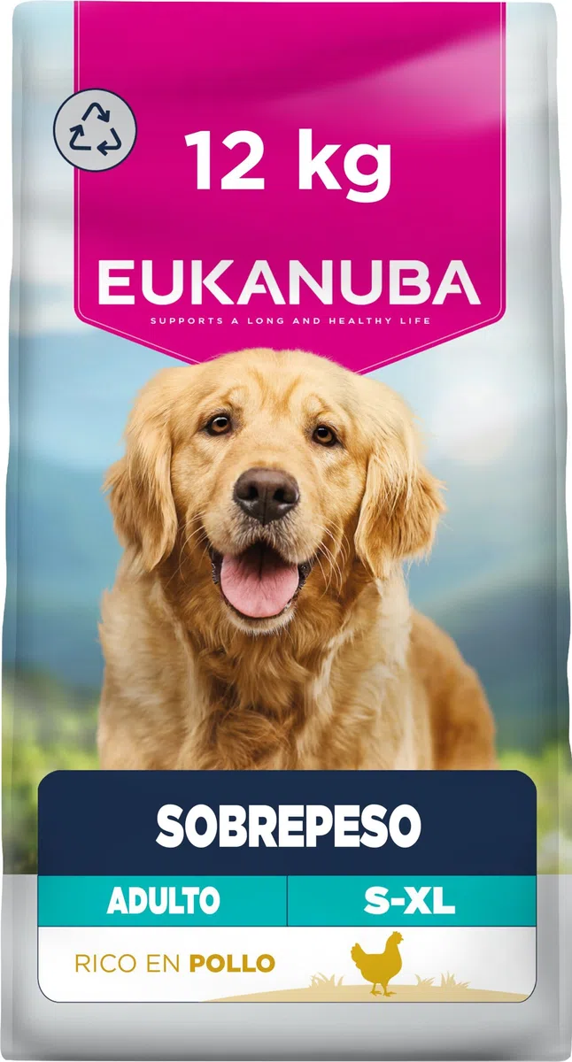 EUKANUBA Overweight - Alimento Dietético para Perros, Pollo, 12kg | Special Care | Bajo en grasa | Para la reducción del peso | Tendencia al sobrepeso