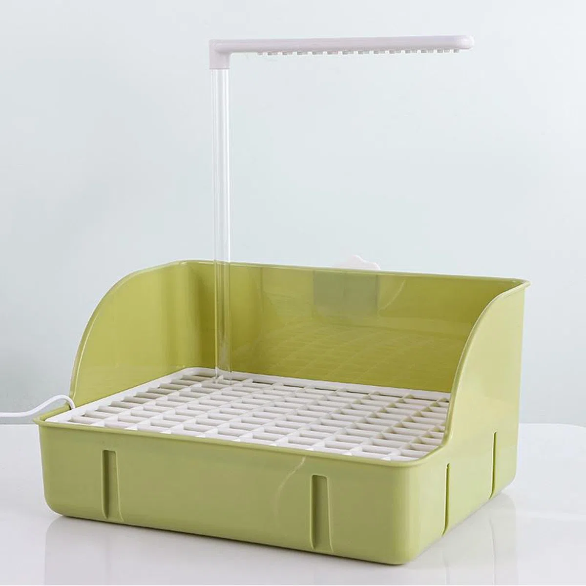 Parrot Bañera para Pájaros Automática de Ducha Eléctrica Jaula Recipiente Interactivo Material PP Adecuado para Cockatiel Paloma, Verde