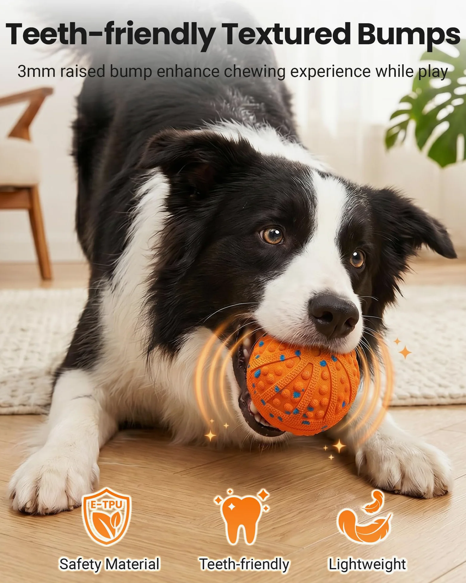 Juguetes interactivos para perros con protuberancias amigables con los dientes, 3 modos, material ETPU | Bolas interactivas automáticas recargables para perros medianos y grandes para mantenerlos ocupados