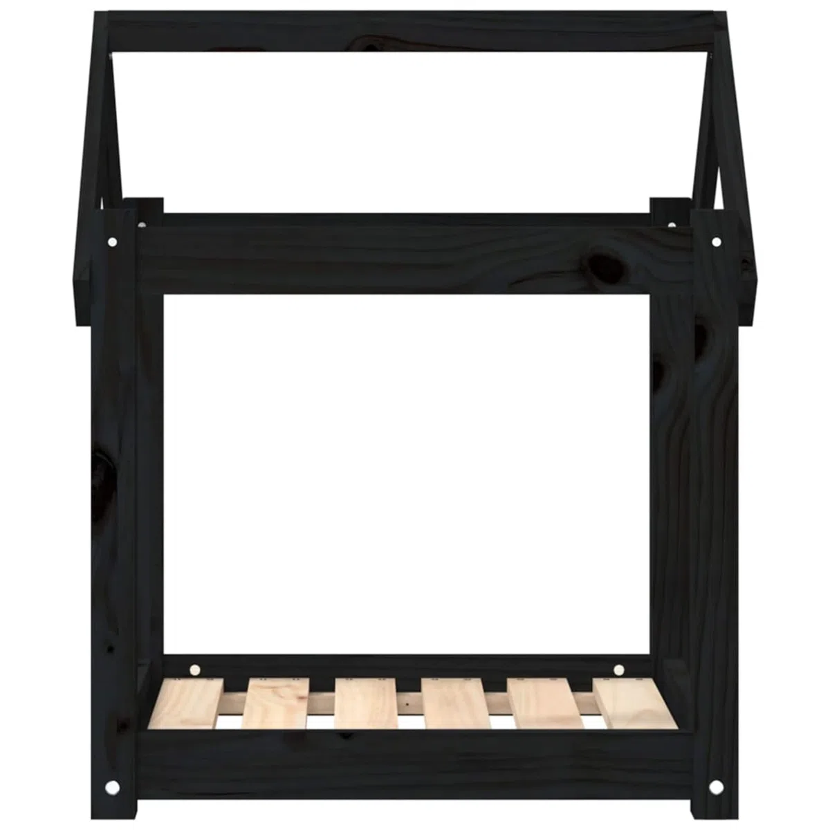 LAPOOH Cama para Perros Madera Maciza de Pino Negro 61x50x70 cm, Colchon Perro, Cuna Perro, Cama Mascota, Dog Bed, Cama para Perros Y Gatos