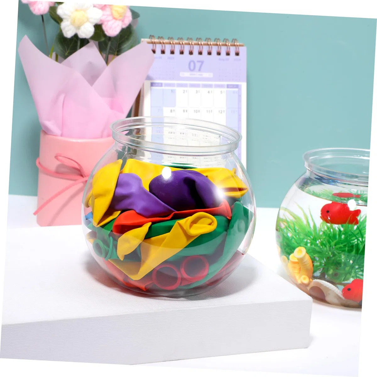 TOYANDONA 6piezas Peceras Transparentes Redondas Pecera De Plástico Portátil De Acuario Soporte