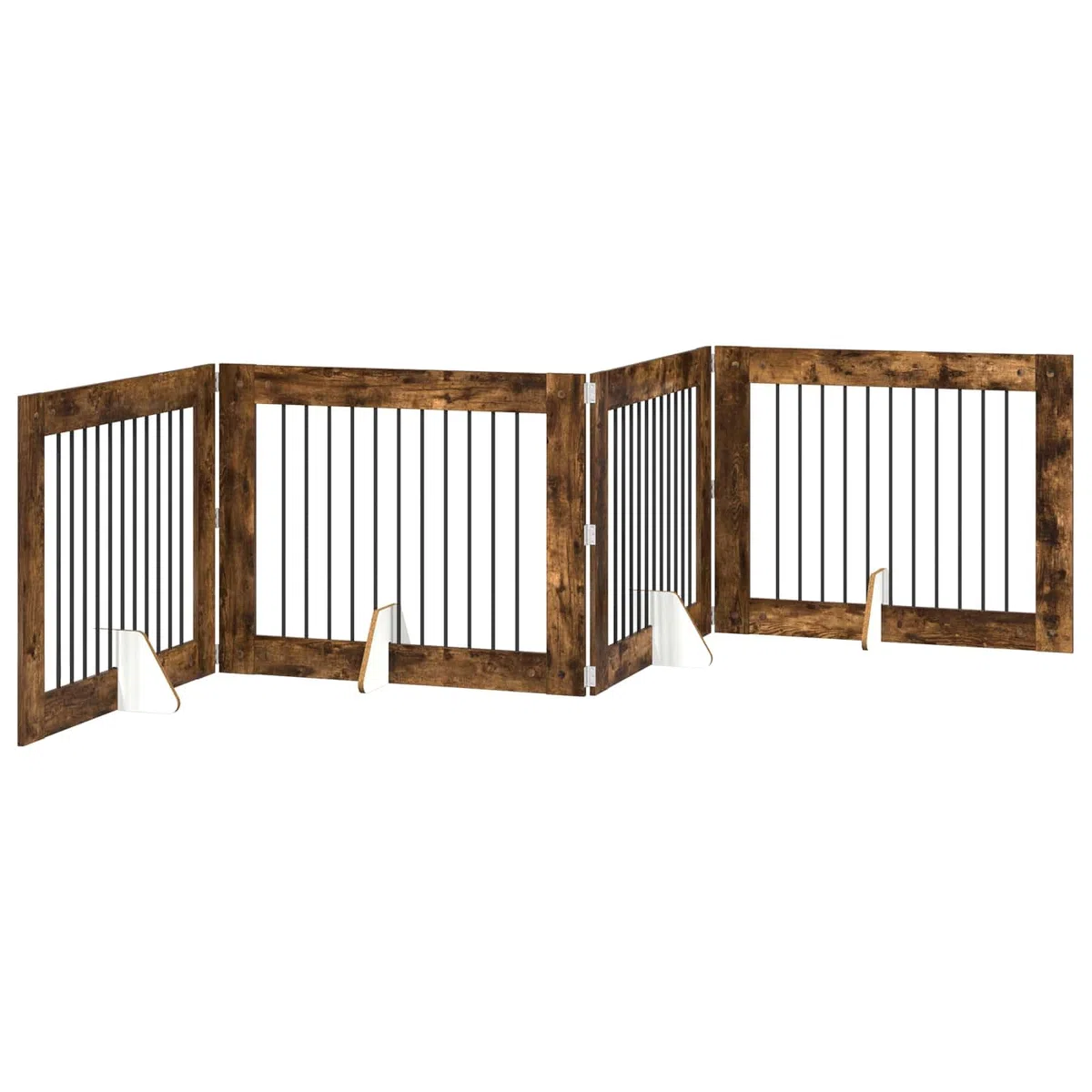 Portería para perros con soporte, 4 piezas de roble ahumado de 100 x 80 cm, plegable y portátil, ideal para caño interior, protección y alojamiento seguro de cachorros y perros