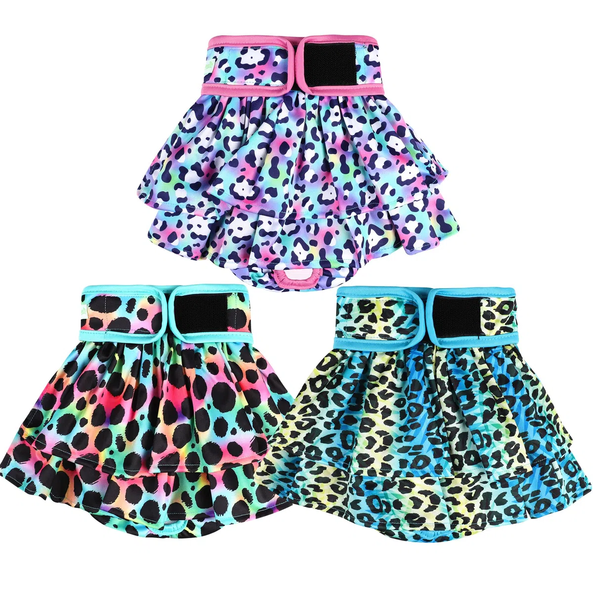 wegreeco Pañales para Perros Hembras (Paquete de 3), pañales Altamente absorbentes para Perras, pañales Lavables para Perros en celo, incontinencia o micción excitable (Leopardo Colorido, XL)