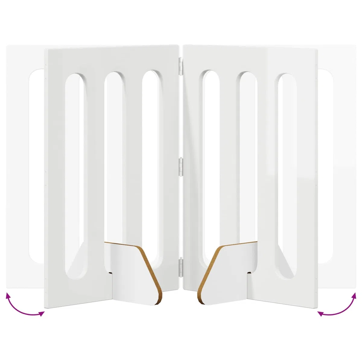 Valla plegable para mascotas, color blanco brillante, de madera, 2 unidades, 100,5 x 38 x 70 cm, plegable y plegable con paneles flexibles, protección segura para perros y cachorros en