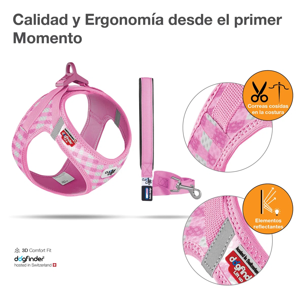Vest Harness Air-Mesh Pink-Caro 2XS & Leash M