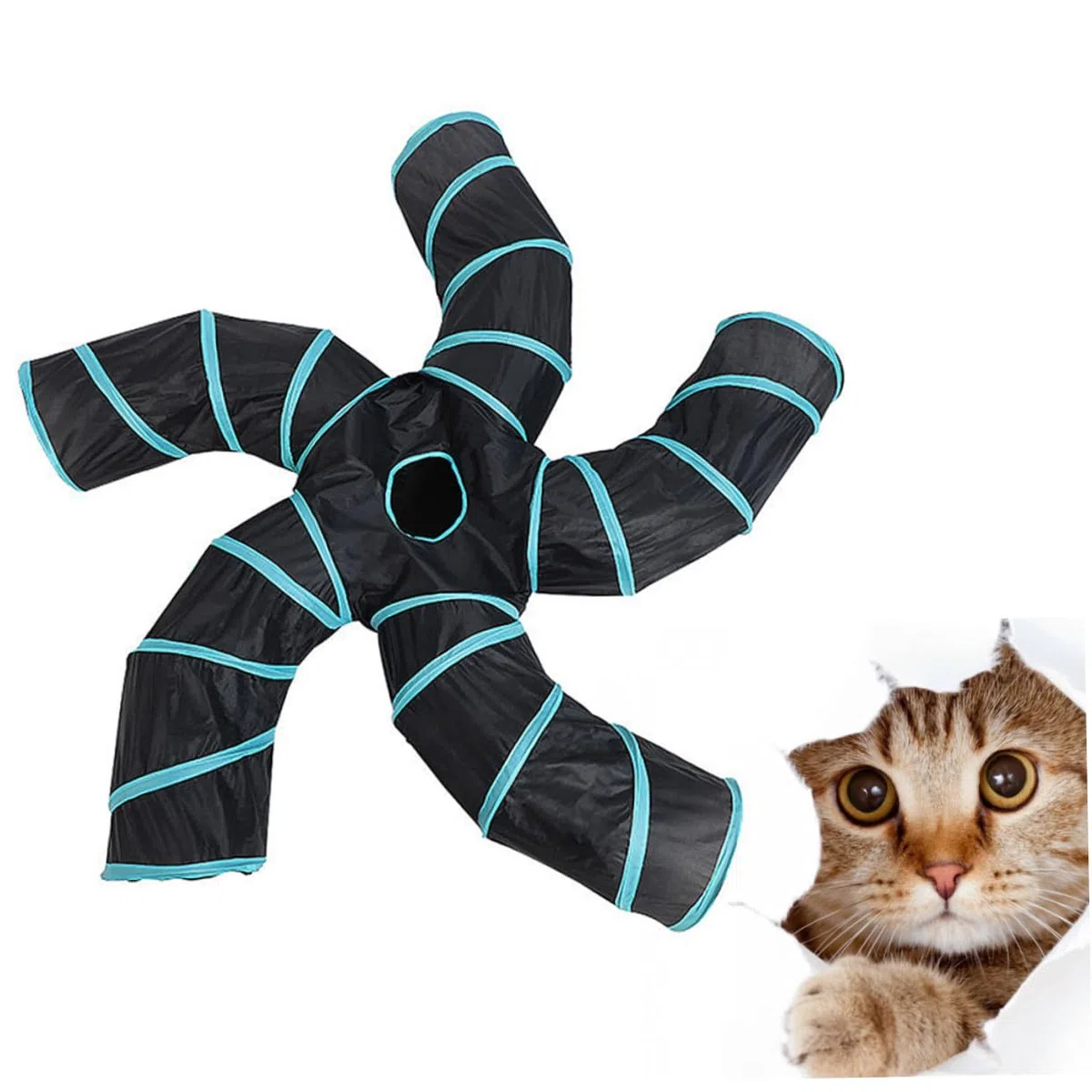 Túnel Plegable para Gatos Interactivo, Educativo, Forma S