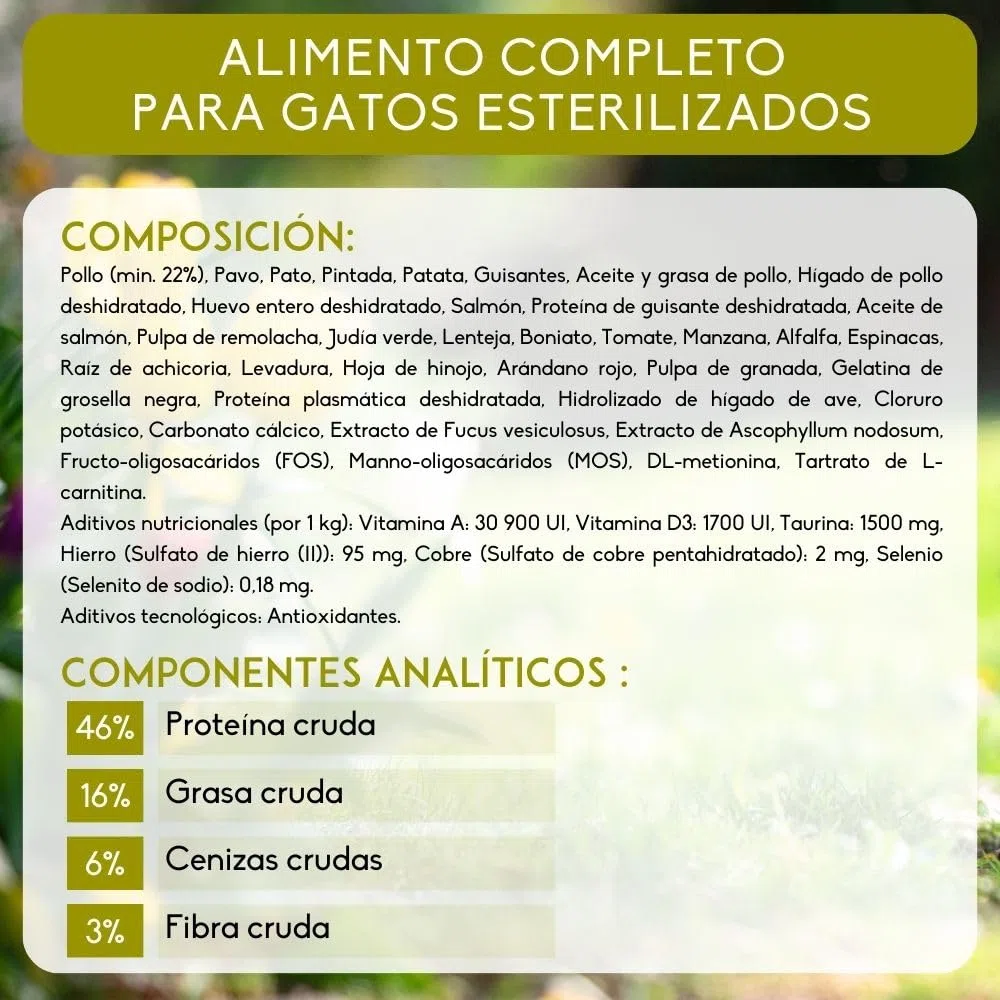 NUTRIVET - INNE Chat - Croquetas sin Cereales - Gato esterilizado o con sobrepeso - Pollo - 80% Ingredientes de Origen Animal - 6kg