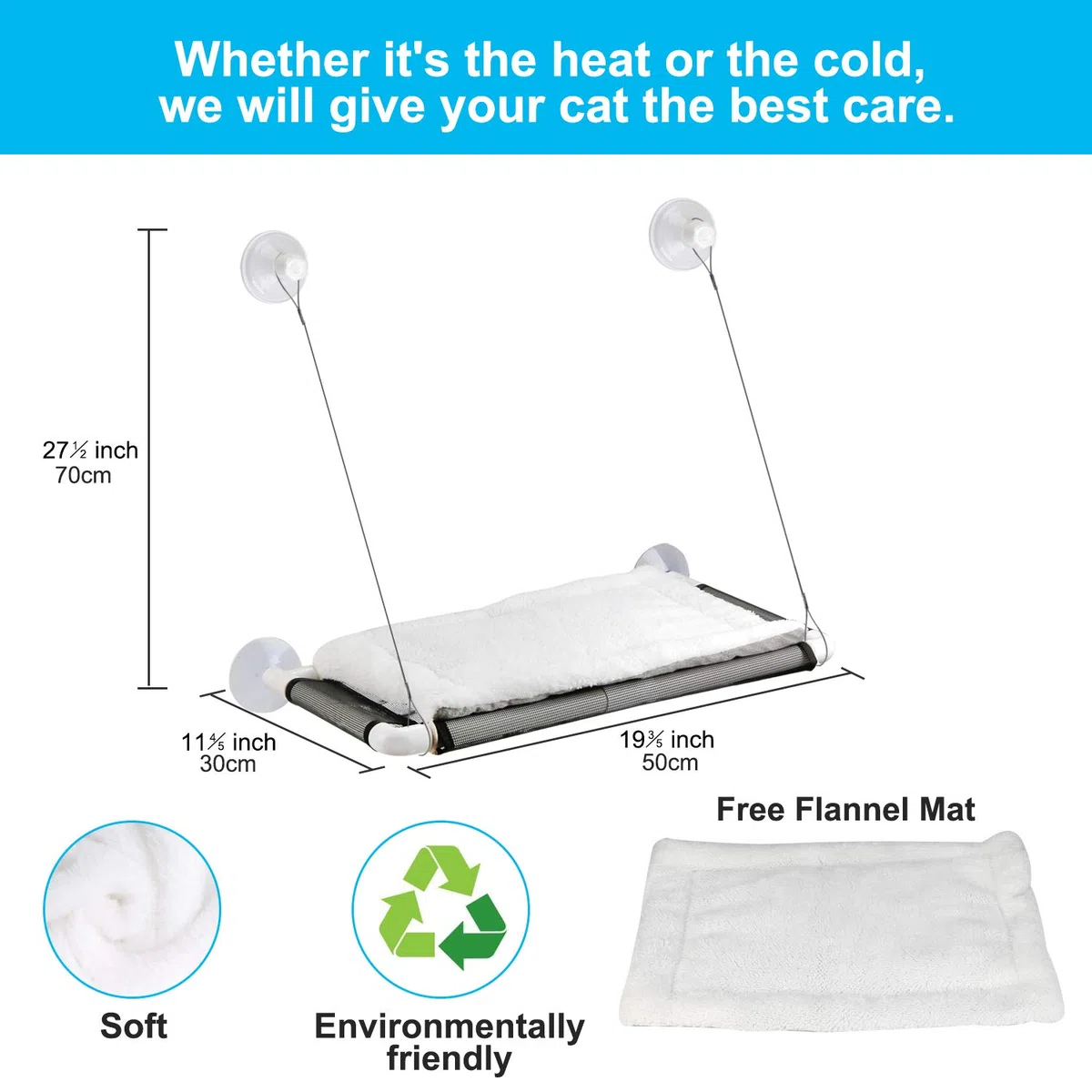 Percha para Ventana de Gato, Hamaca para Gatos con Manta de Forro Polar Gratis, Las últimas ventosas de Tornillo 2024, Cama Extra Grande y Resistente, Asiento de Descanso para Gatos para Dos Gatos | Cama con ventana para 2 gatos grandes, asiento de descan