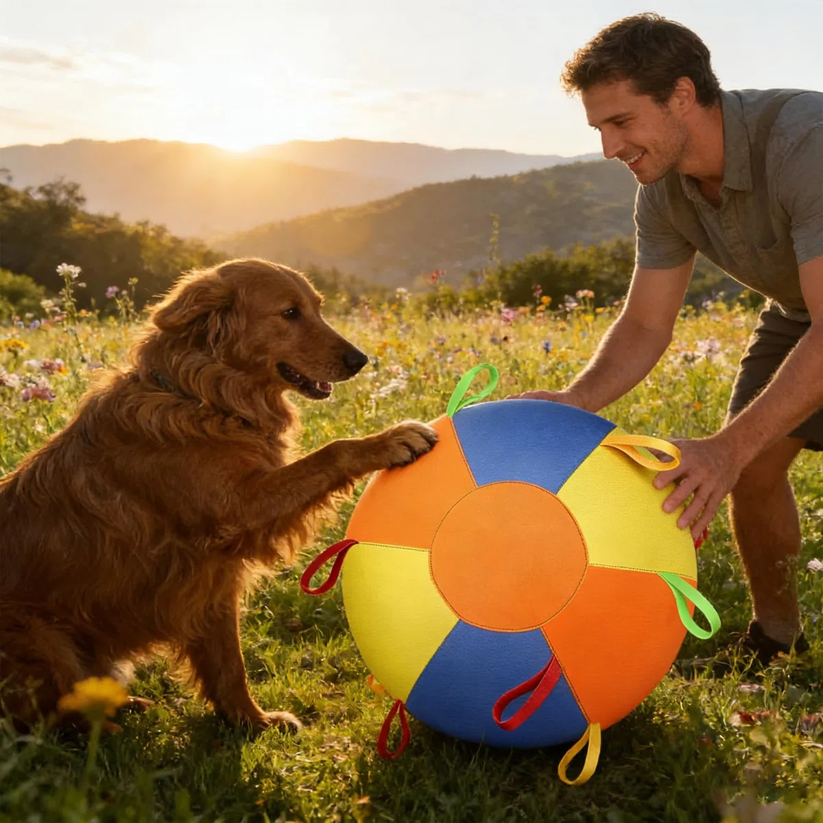Juguete para Perro de Pastoreo Juguete Inflable Resistente a Roturas | Pelota de Perro Calmante con Asa Para masticadores agresivos, exteriores, jardín, piscina, juego y ejercicio