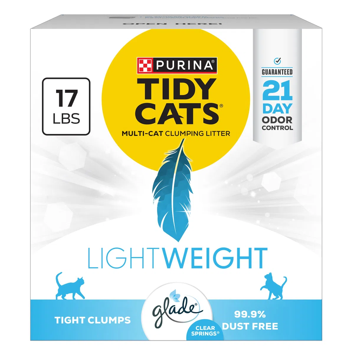 Purina Tidy Cats - Arena para gatos aglomerante y ligera, perfumada con Glade, extrafuerte