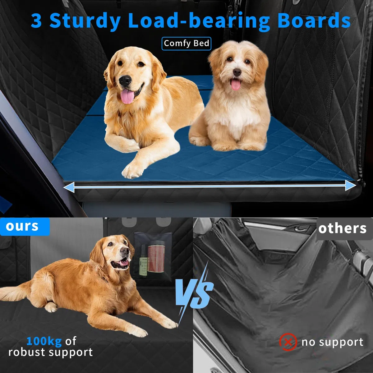 BingoPaw Funda Perro Coche Engrosado Protector Asientos Trasero Cubre Asientos Mascotas Car Dog Back Seat Cover Impermeable Protectora Grande Alfombra Universal Cubierta Asientos de Coche Perro