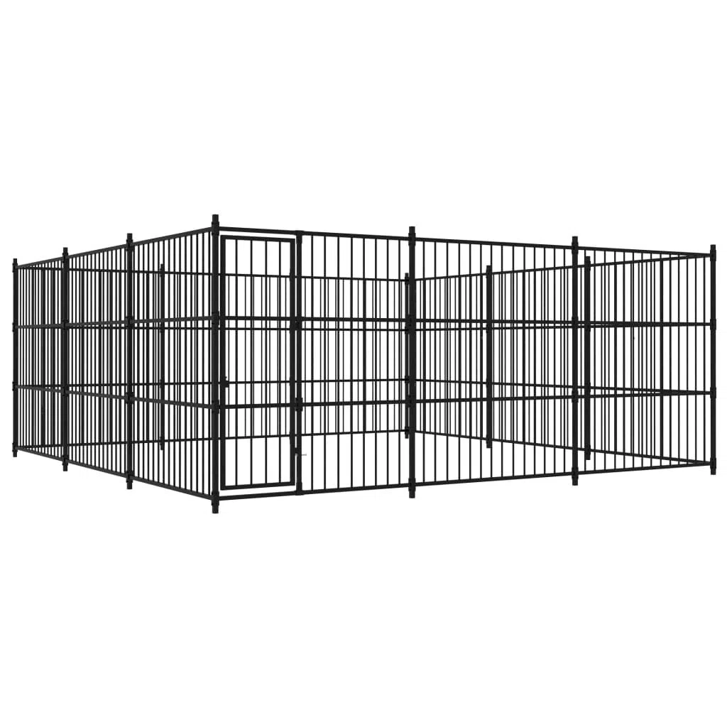Perrera para perros al aire libre, 450 x 450 x 185 cm, de acero resistente con rejilla protectora, plegable, para jardín, camping, interior y exterior, seguridad, protección, perro, cachorro