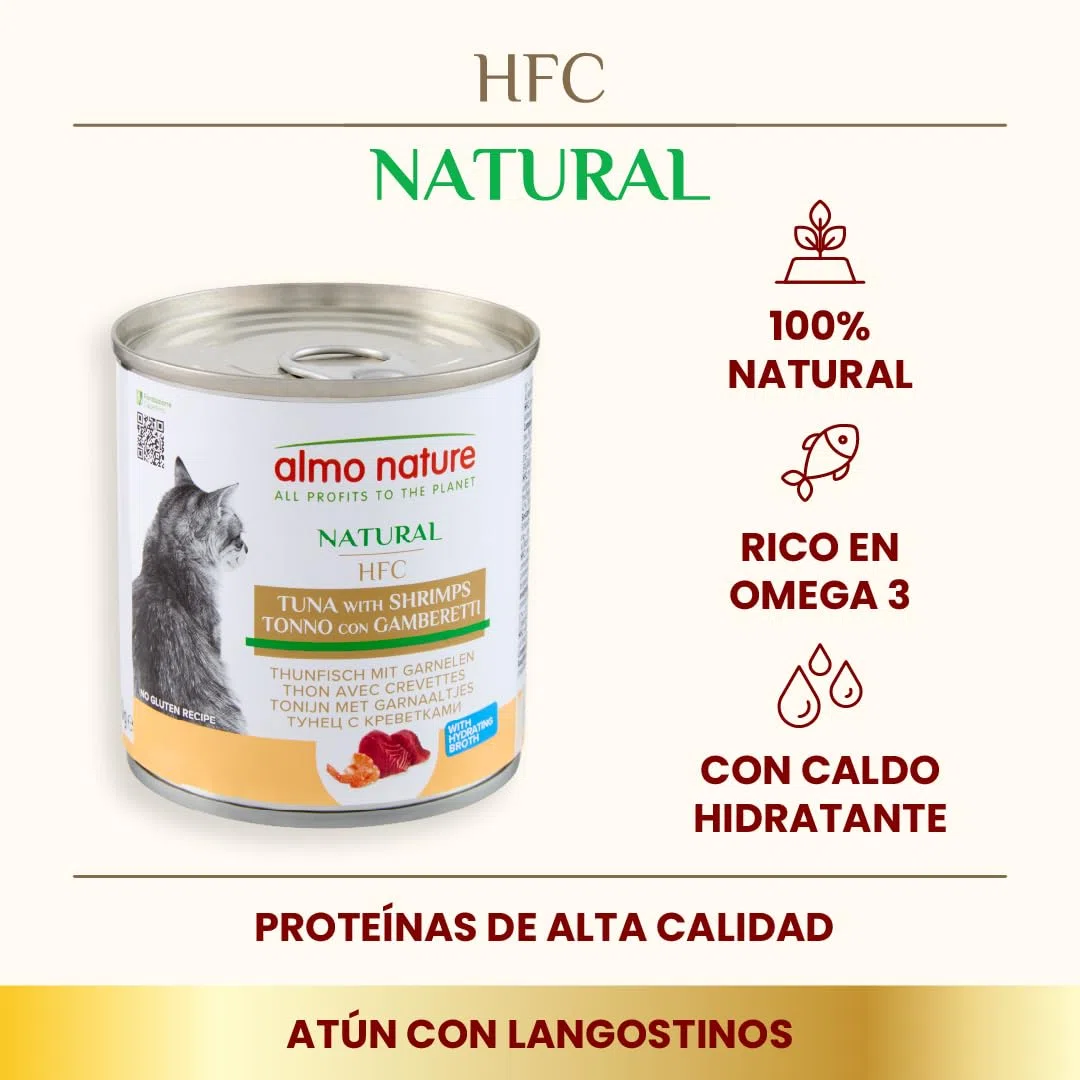 almo nature HFC Natural Comida húmeda para Gatos, atún y camarones, Paquete de 12 Unidades (12 x 280 g)