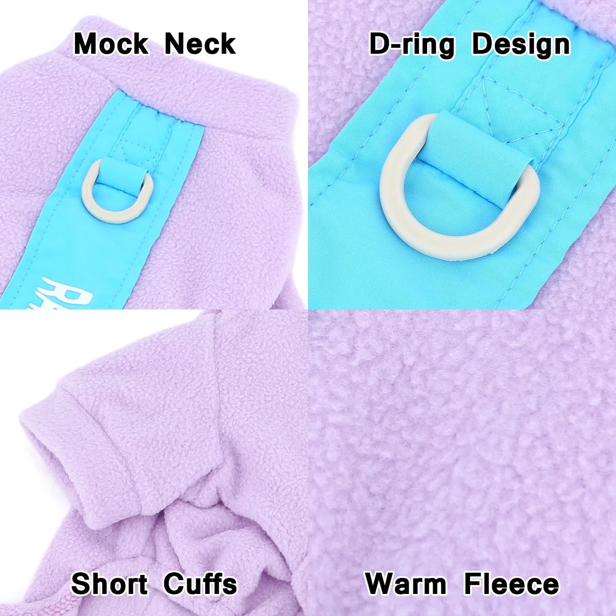 Pijamas de Forro Polar para Perros pequeños, Mono de Cachorro con Anillo en D y Letra Impresa, Suave Jersey de Cuatro Patas Pjs Acogedor Invierno otoño Ropa de Dormir para Mascotas Chihuahua Yorkie