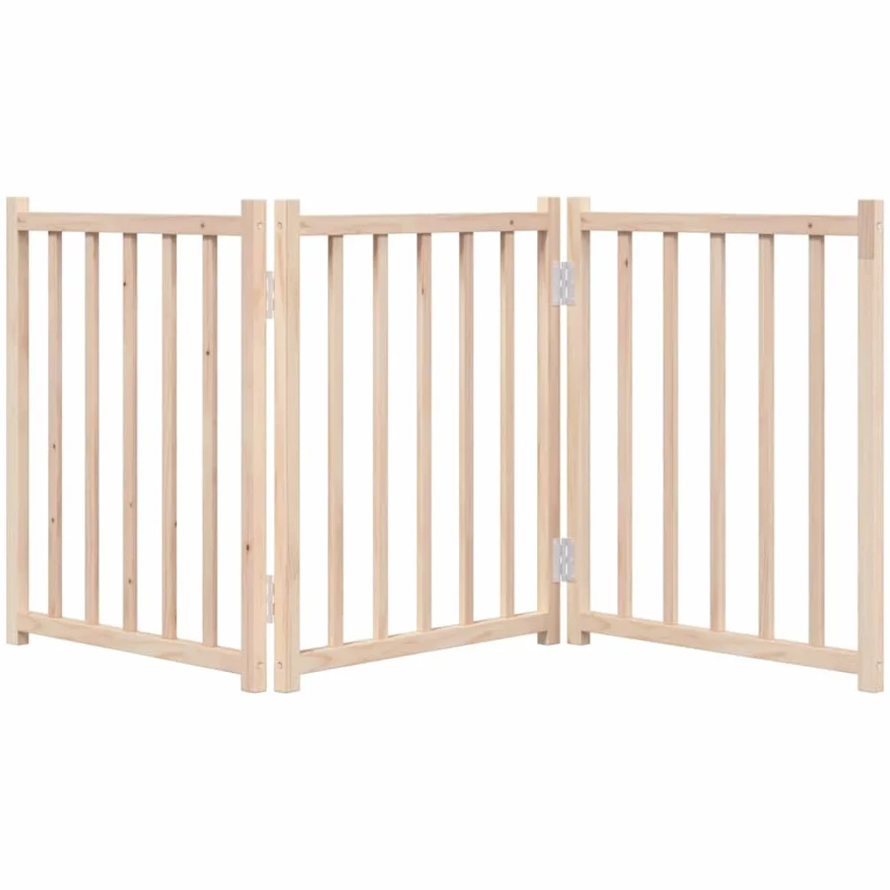 Puerta plegable para perros de madera maciza de abeto de 150 cm de ancho, independiente, plegable, ideal como barrera para vivienda, jardín, interior, protección segura para perros y cachorros