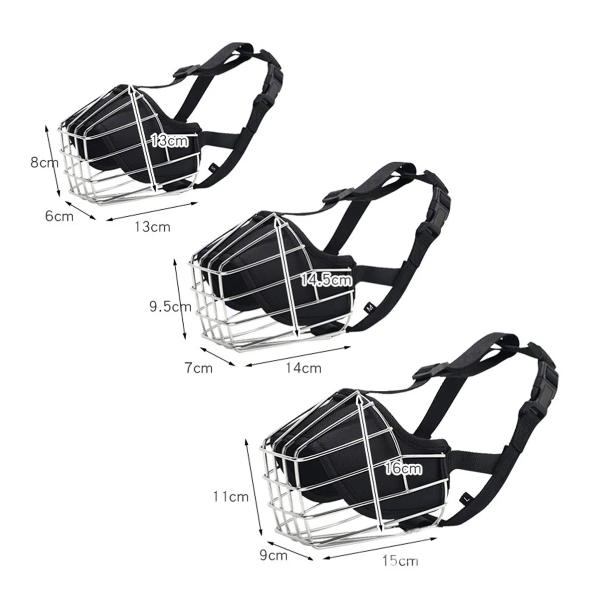 Bozal para Perros, Bozal antiladridos for Perros, con Cesta de Alambre, Protector bozal for, metálico, cómodo, Transpirable y Ajustable(M)