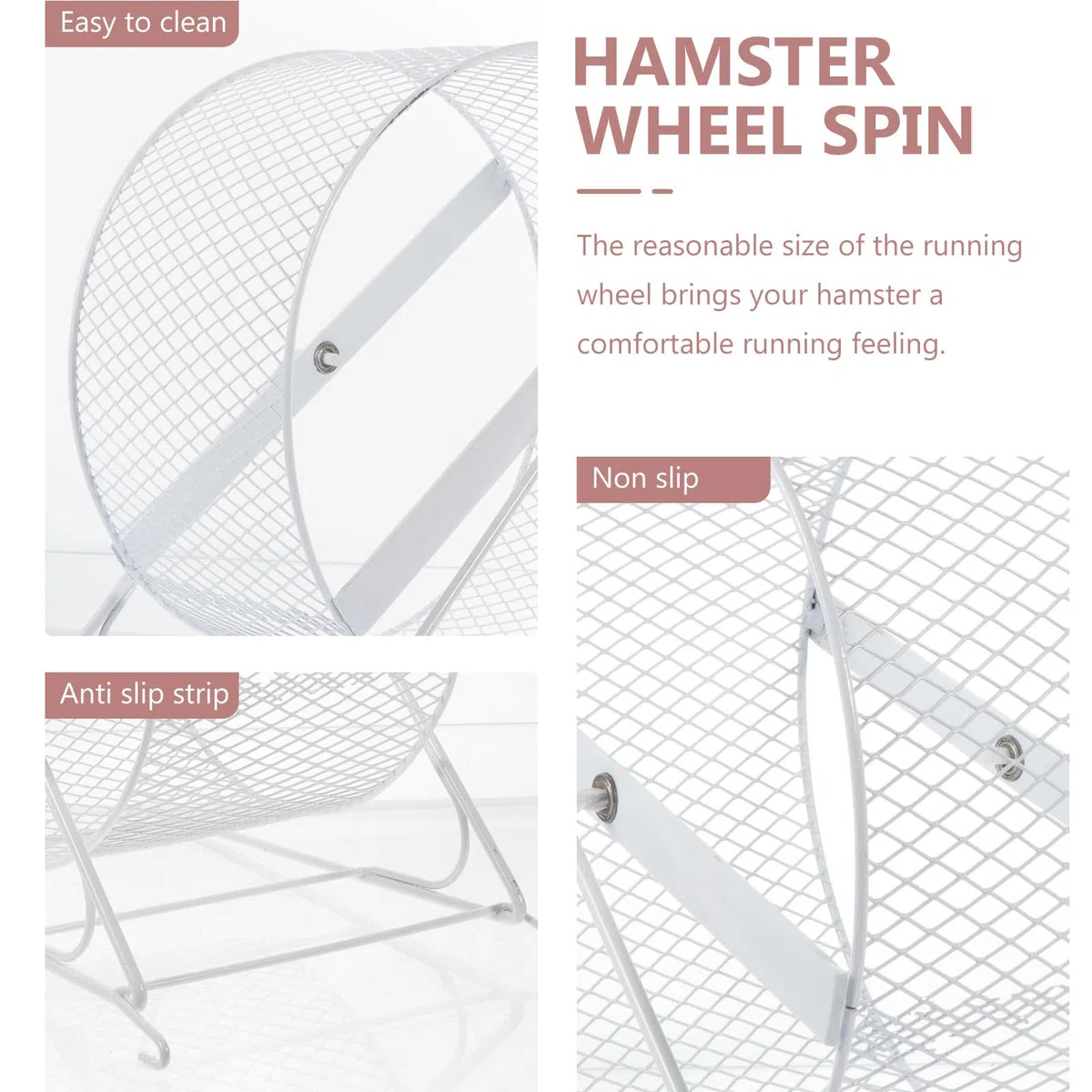 Happyyami Rueda Silenciosa para Hámster de Hierro 32 Cm, Accesorio de Ejercicio para Chinchillas, Ardillas, Erizos y Otros Roedores Pequeños, Juguete de Rueda para Correr en Jaula