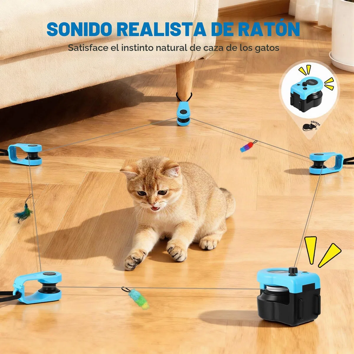 Juguete para Gatos para Interiores, Nueva Cinta de Correr para Gatitos, Control Automático/Remoto, Velocidad Ajustable, Juego de Persecución y Ruta de Carrera con Diseño DIY