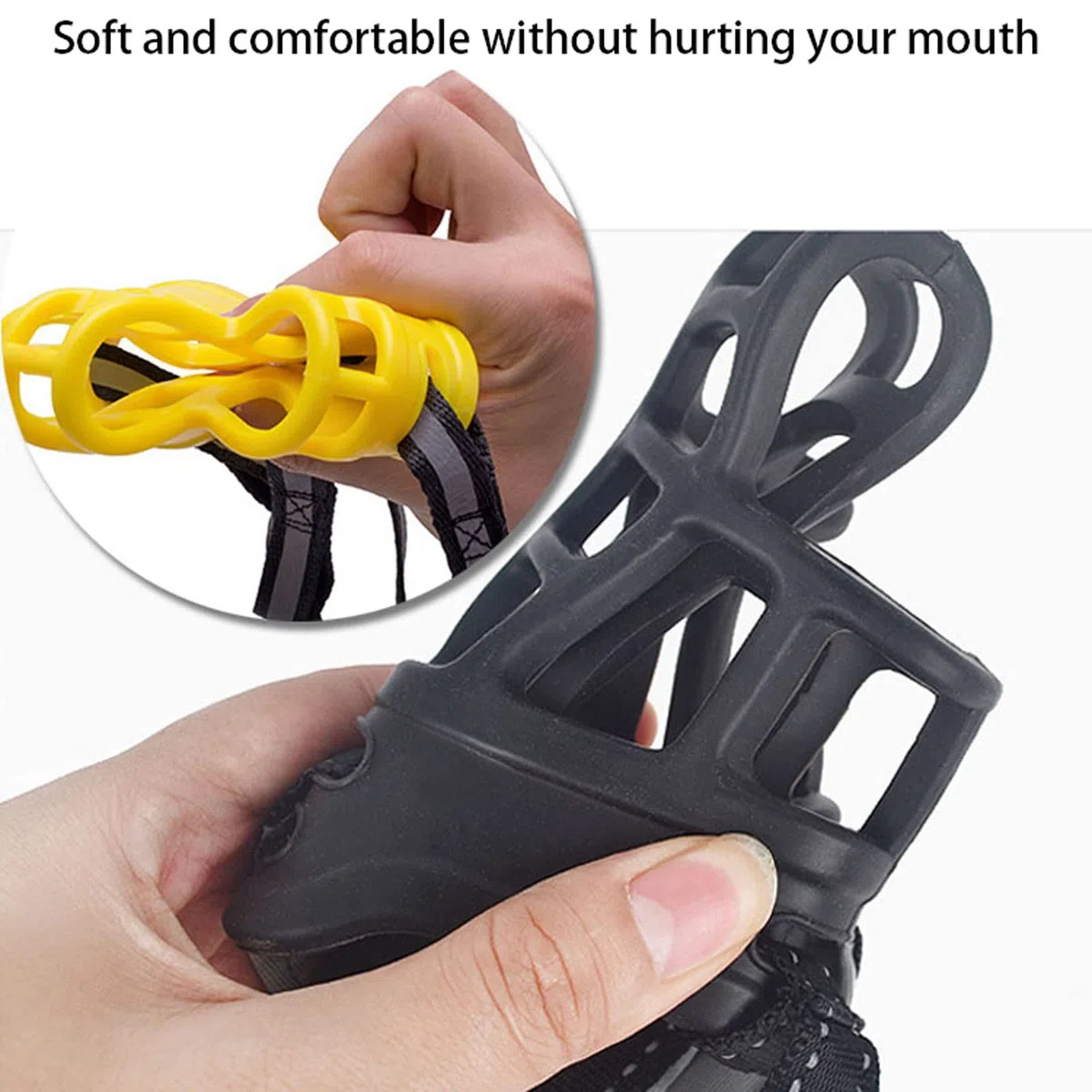Bozal De para Perros,Bozal De Silicona Suave para Perros, Bucle De Nailon Ajustable,Evita Morder Masticar Y Ladrar,para Perros,para Perros Grandes, Medianos Y PequeñOs.-Yellow||XS