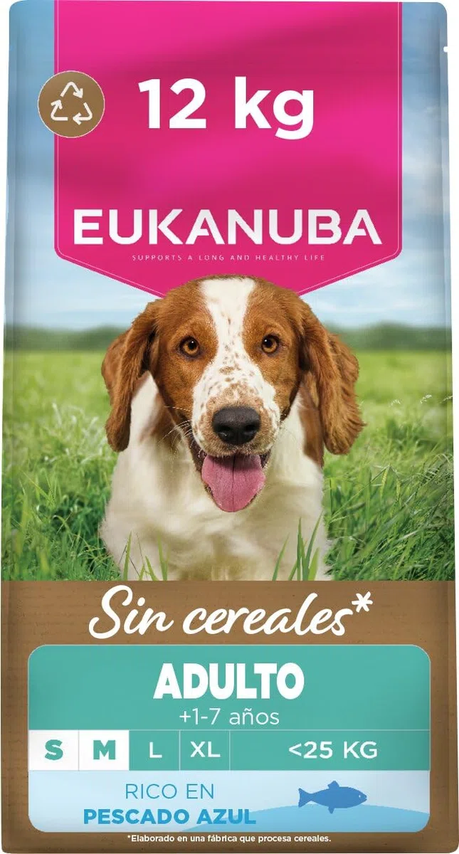 Eukanuba, alimento para Perros sin Cereales con Pesco para Razas pequeñas y Medianas - Alimento seco Premium sin Cereales para Perros Adultos, 12 kg