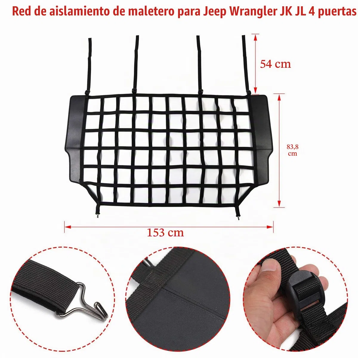 Red de Seguridad para Mascotas, Malla Protectora para Perros para Jeep Wrangler JK JL de 4 Puertas (2007-2025), Ideal para Mascotas Medianas y Grandes.